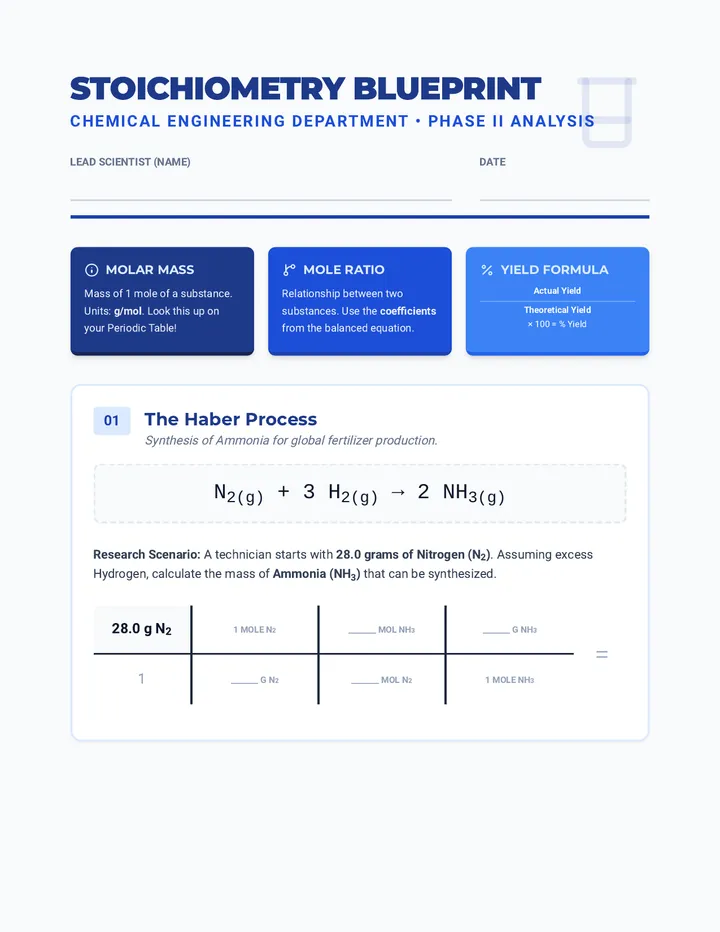 Stoichiometry Blueprint Worksheet