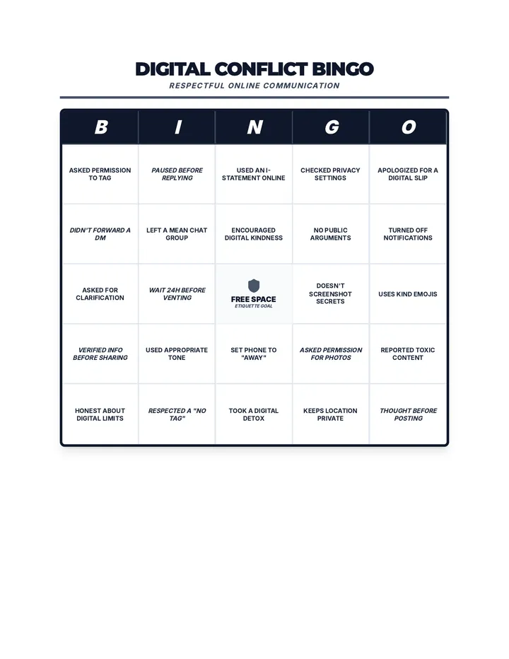 Digital Conflict Resolution Bingo Game