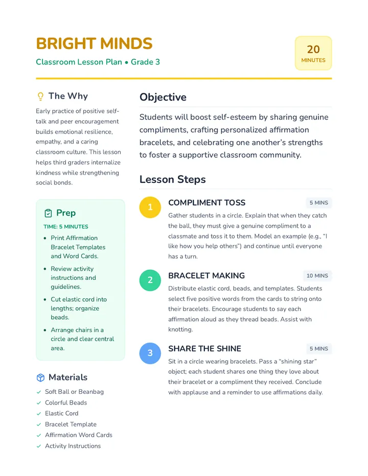 Bright Minds Lesson Plan