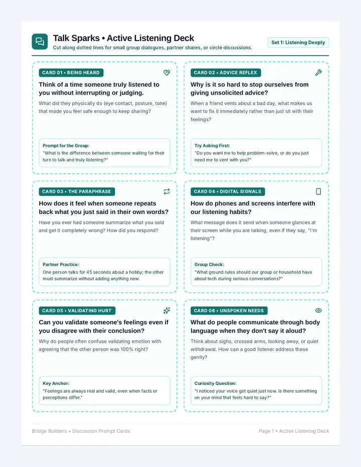 Talk Sparks Discussion Cards