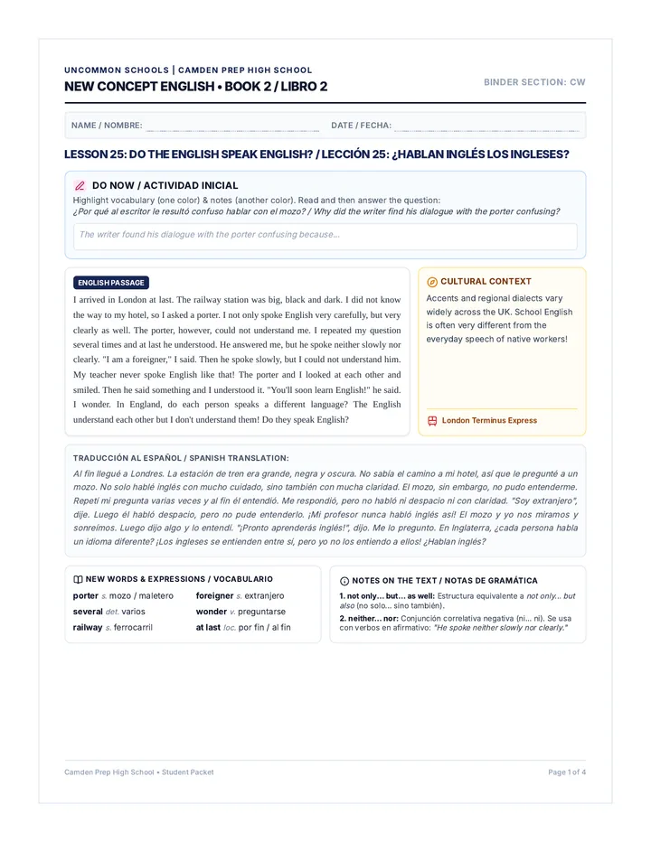 English Dialect Student Packet
