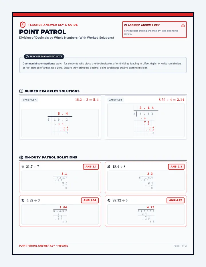 Point Patrol Answer Key
