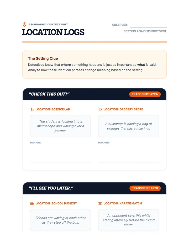 Location Logs Worksheet