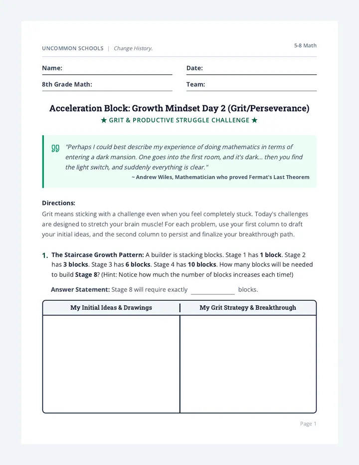 Mindset Grit Extension Packet