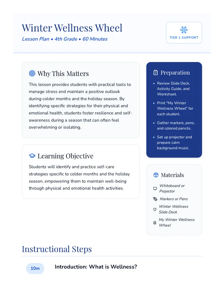 Winter Wellness Lesson Plan
