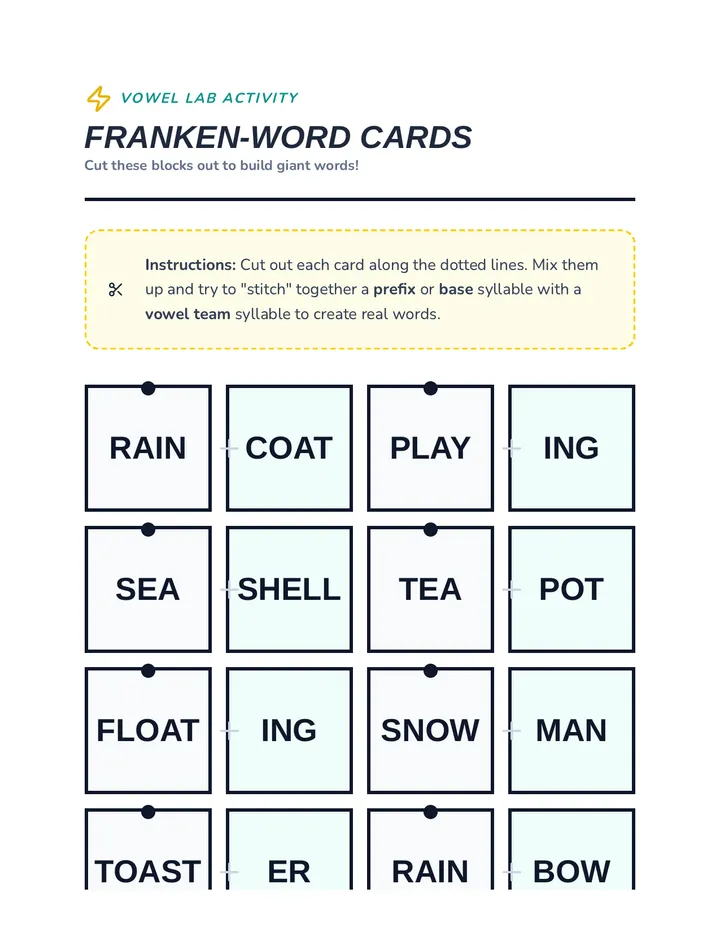 Frankenword Activity Cards