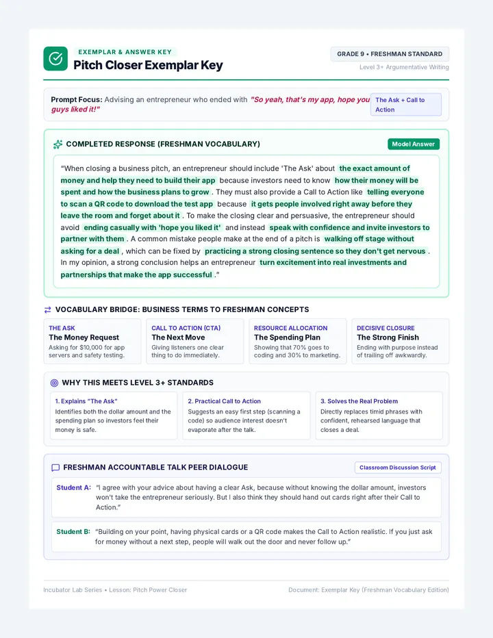 Pitch Closer Exemplar Key