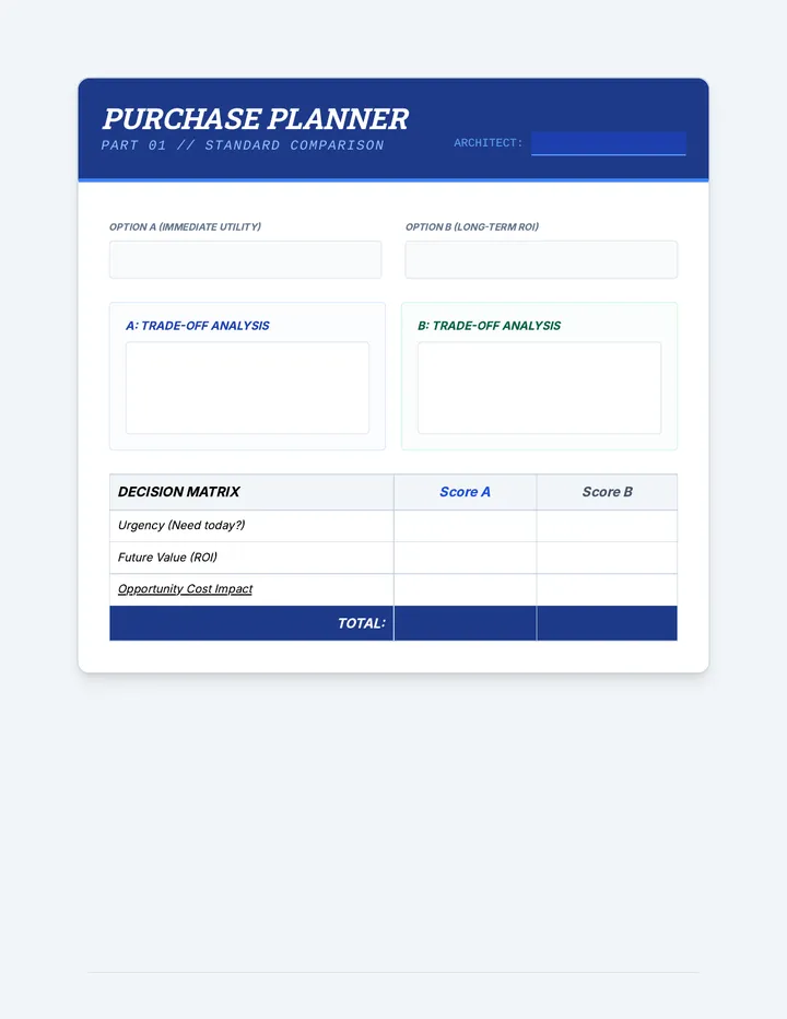 Purchase Planner Graphic Organizer