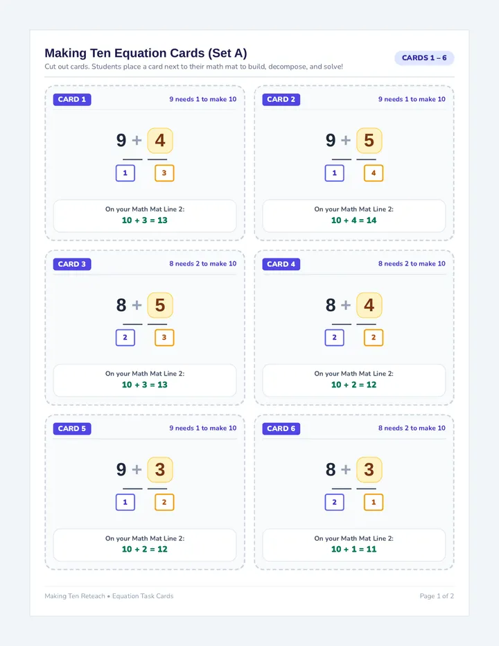Making Ten Practice Worksheet