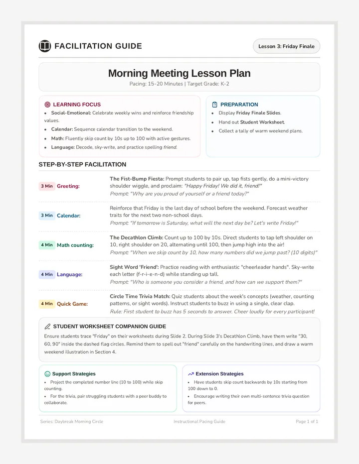 Friday Finale Teacher Guide