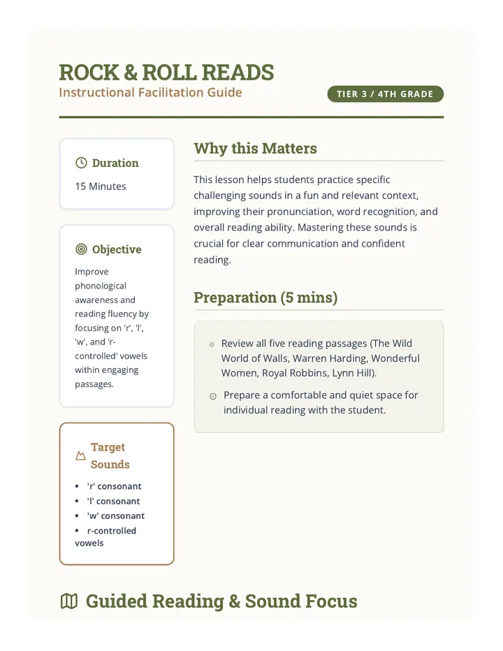 Rock and Roll Reads Lesson Plan