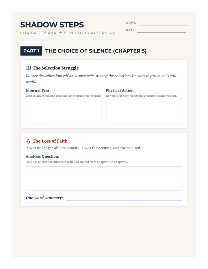 Shadow Steps Worksheet