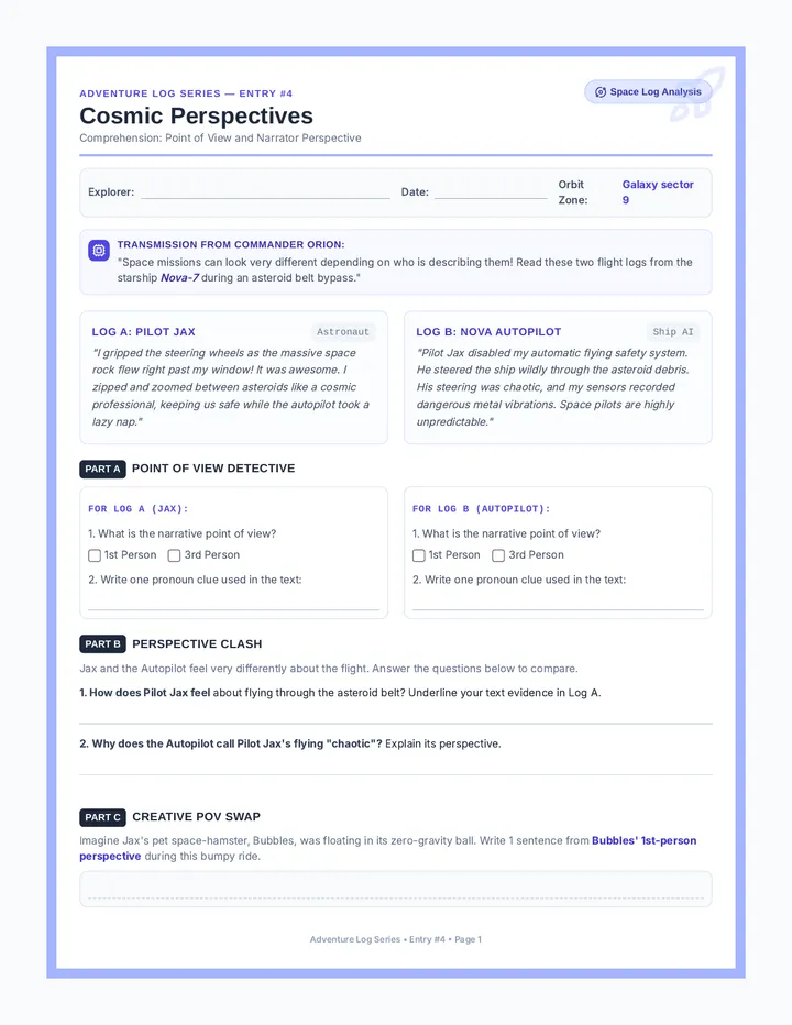 Cosmic Perspectives Worksheet