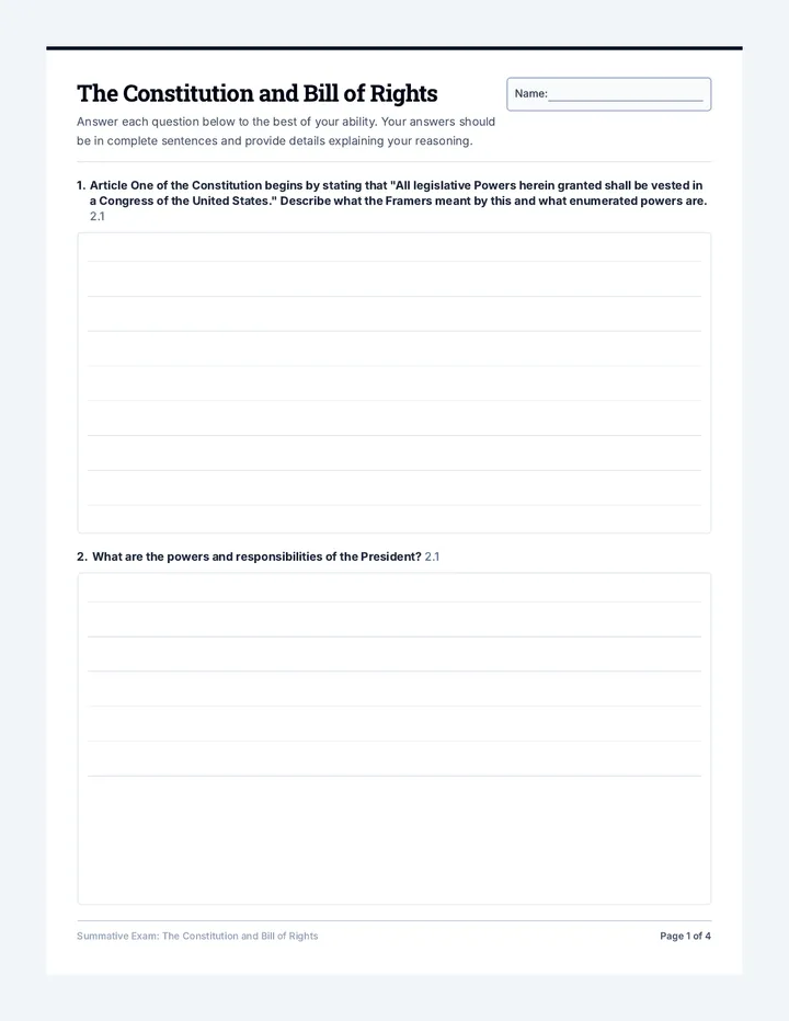 Constitution Summative Exam
