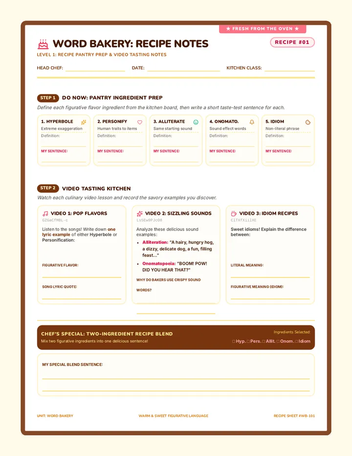 Word Bakery Guided Notes