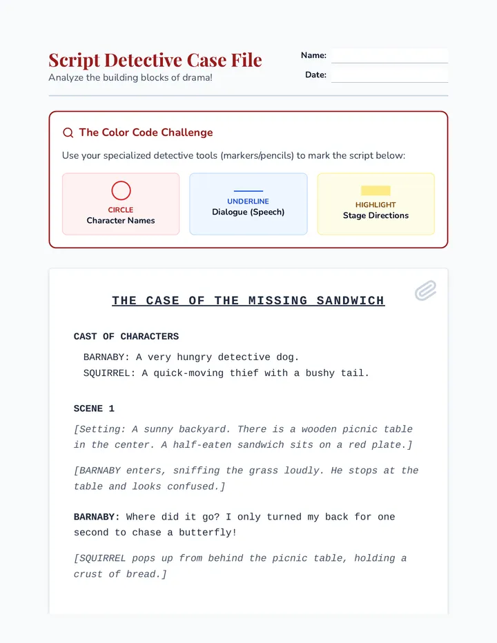 Script Detectives Worksheet