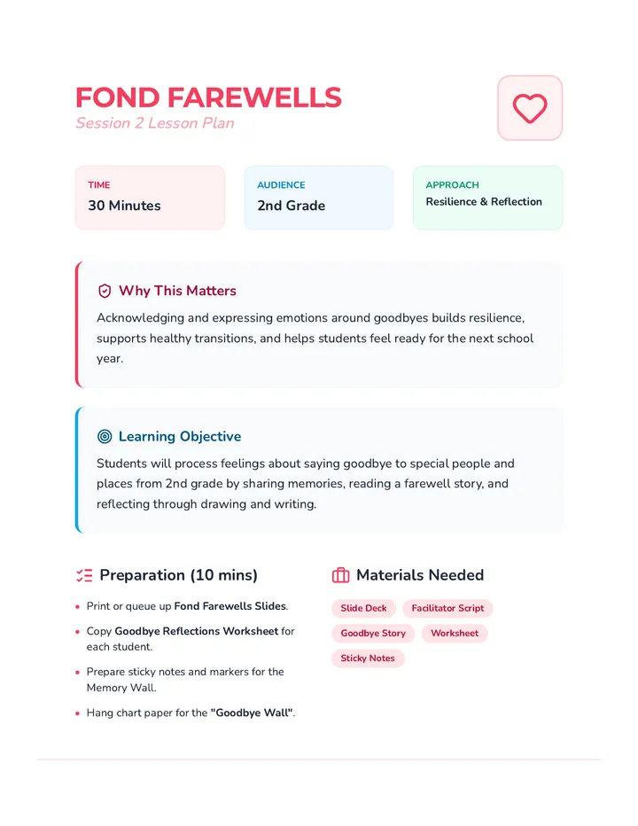Fond Farewells Lesson Plan