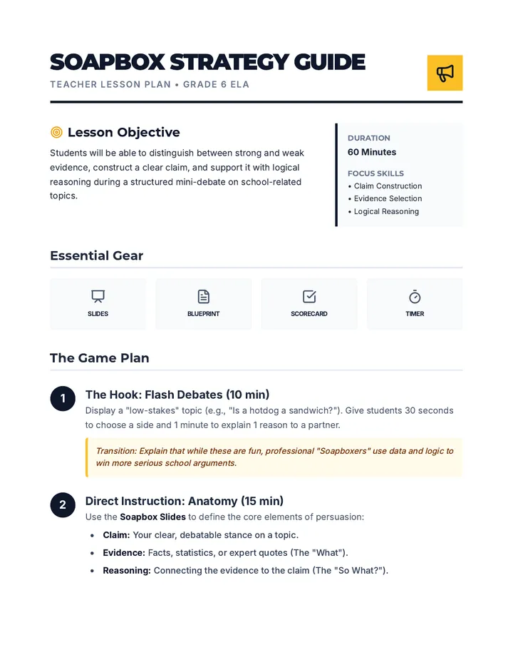 Soapbox Strategy Guide Lesson Plan