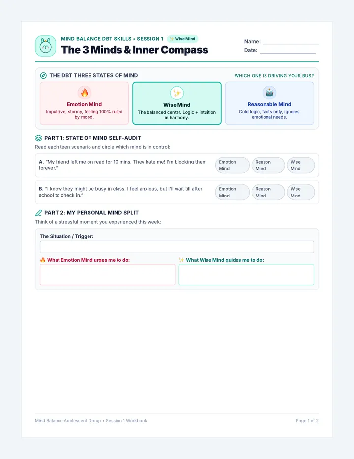 Wise Mind Student Workbook