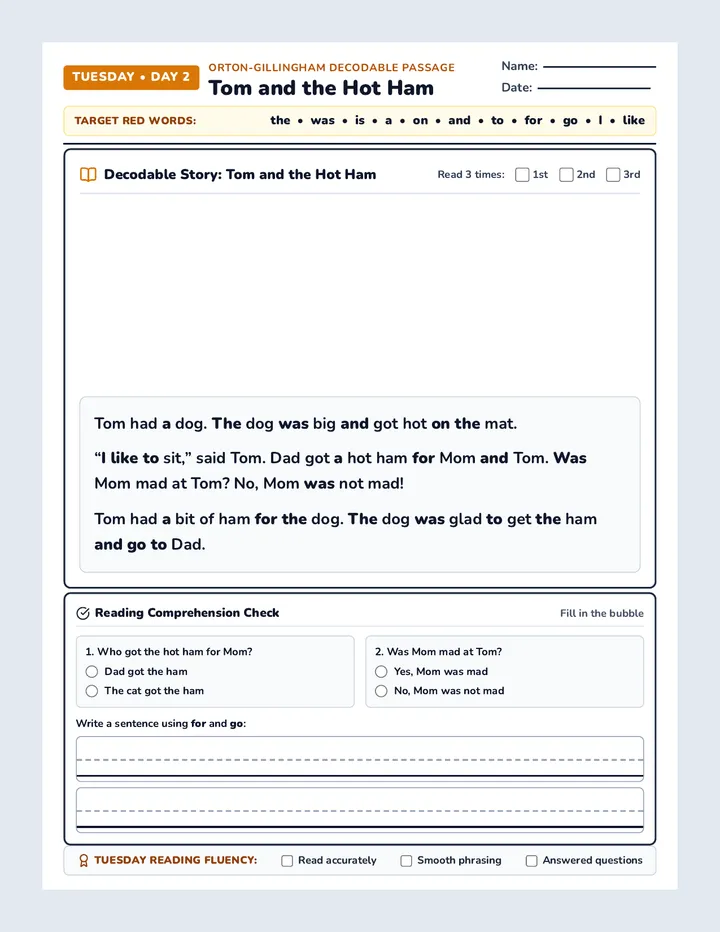 Tuesday Decodable Reader