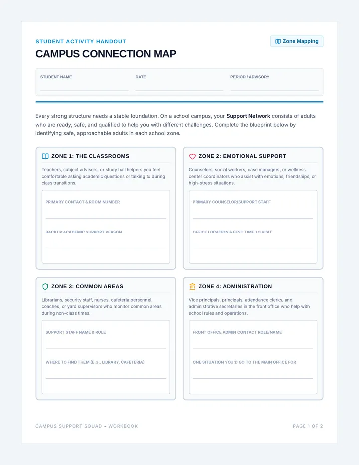 Campus Connection Map Worksheet