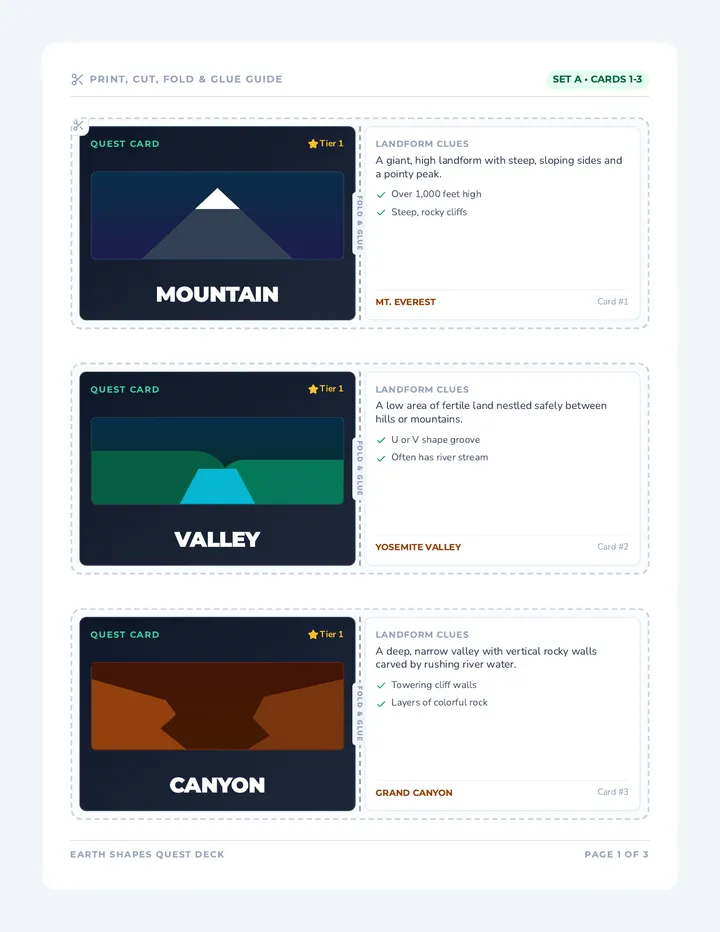 Landform Study Cards