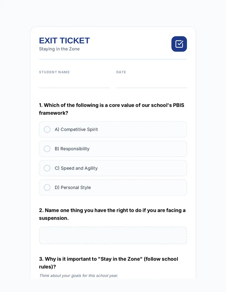 Choice Reflection Exit Ticket