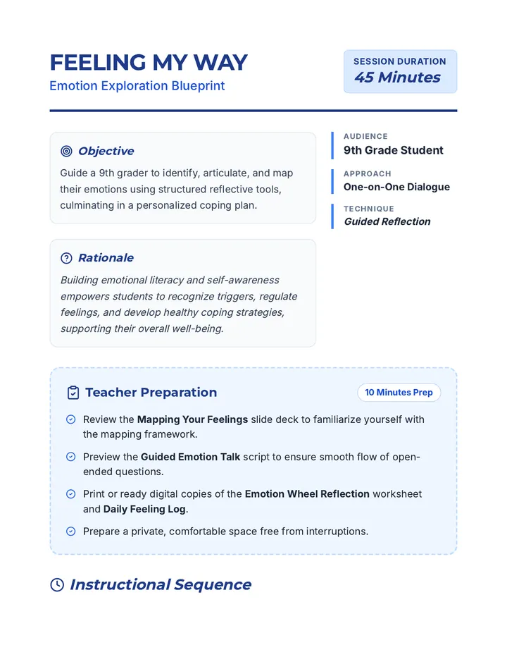 Emotion Exploration Blueprint Lesson Plan