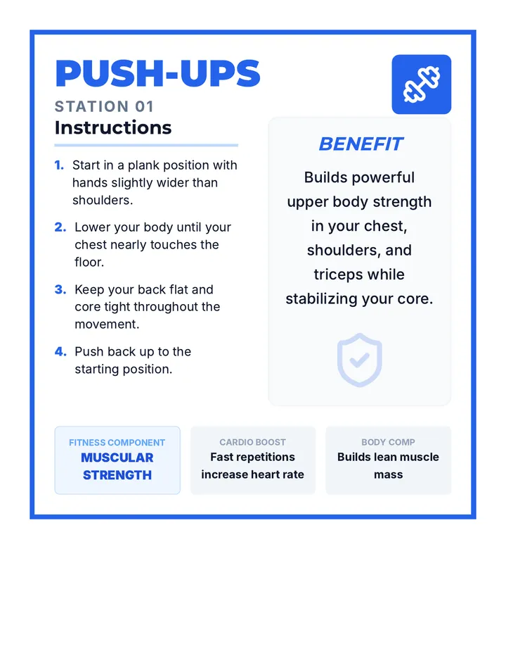 Fitness Circuit Station Cards