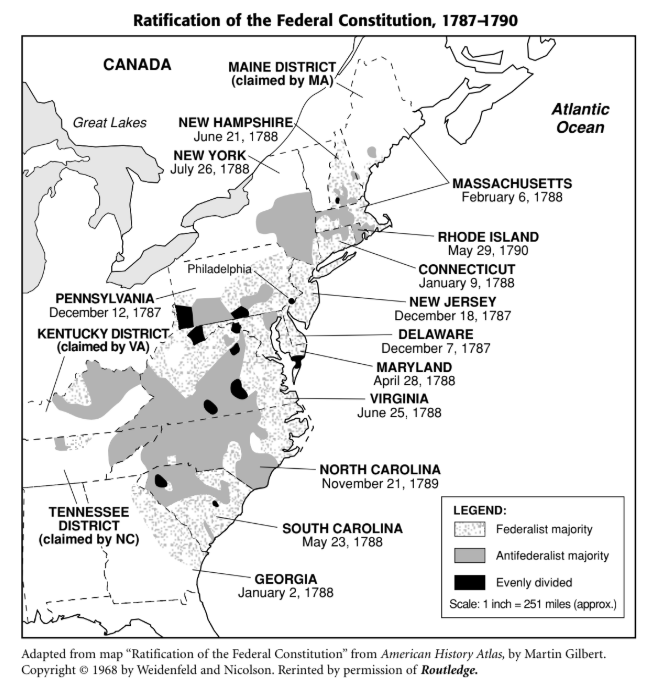 Historical Map: Ratification of the Federal Constitution, 1787-1790