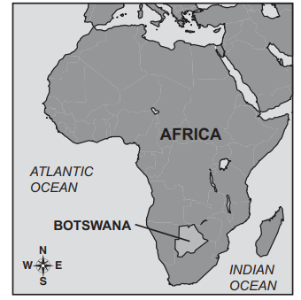 Map of Africa highlighting Botswana